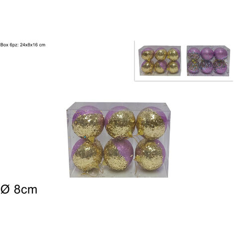 SET 6 PALLE DIAMETRO 8 CM POLISTIROLO ASSORTITO 2 VARIANTI (1 PEZZO, INVIO CASUALE)