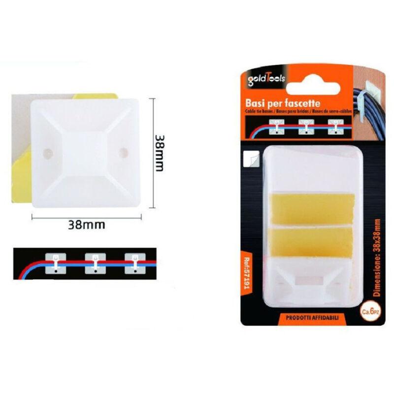 Trade Shop Traesio - Trade Shop - 6-TEILIGES set von sockeln zur befestigung von kabelbindern 38X38MM 57191 -