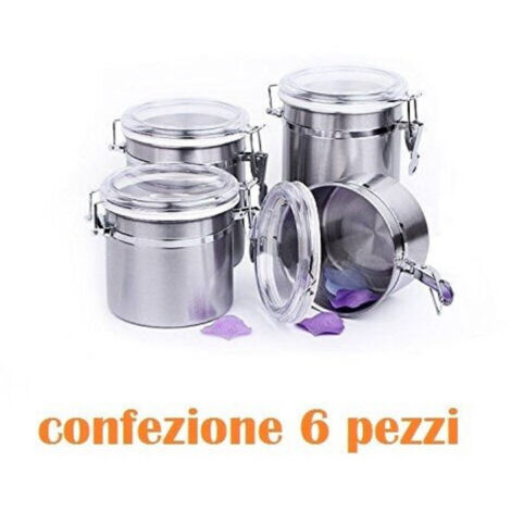 Set 6 Pièces Boîte En Acier Inoxydable 10x16cm Nourriture Sucre Café Cuisine
