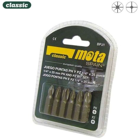 Set 6 punte PH 1-2-3 pz 1-2-3 x 25mm bpj1 MOTA