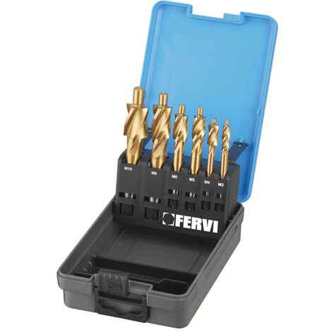 Set 6 pz Avellanadorde vastago cilindrico preagujeros roscados M3-10 Fervi L018S