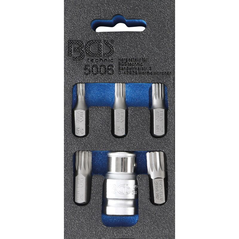 Serie di inserti per cacciavite attacco esagono esterno 10 mm (3/8') poligonale interno (per xzn) 6 pz.