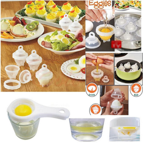Set 6 Pzs Cocer Y Hervir Huevo Duro Rompe Huevos Cocina -