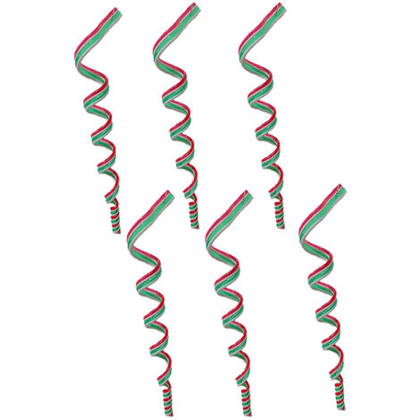 Set 6 riccioli spirali tricolore candy giullare h21 decoro  albero di natale new pallina colorata per addobbo
