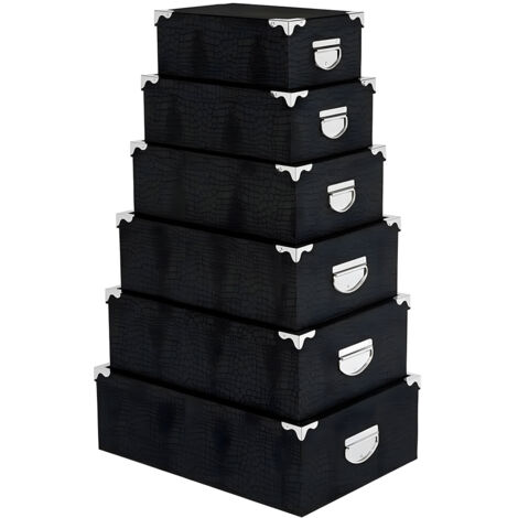 Set 6 Scatole Portaoggetti Nero