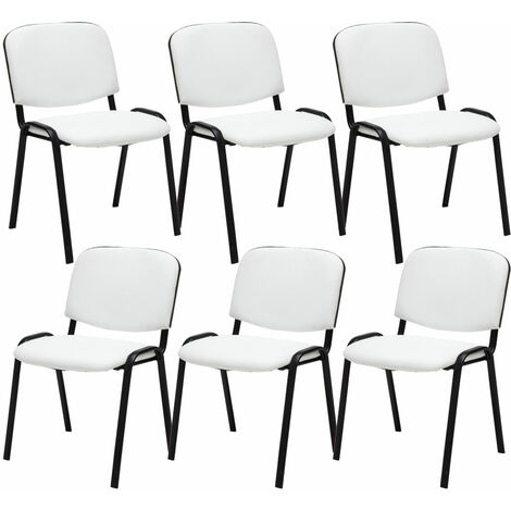 Set 6 sedie Conferenza Ken in Similpelle bianco