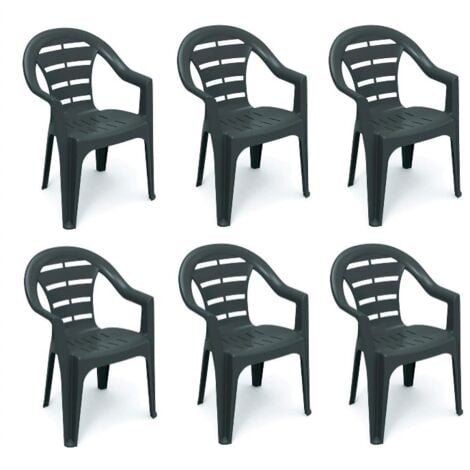 SET 6 SEDIE DA GIARDINO MOYO IN POLIPROPILENE COLORE ANTRACITE 54 X 56 X 81 CM