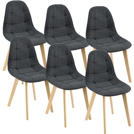 Set 6 sedie in tessuto beige con gambe rovere chiaro - Sirya