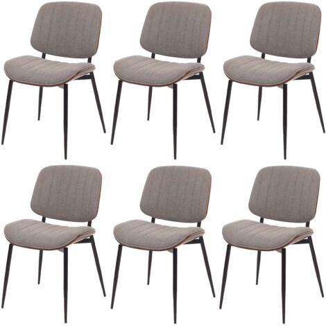 Set 6 sedie per sala da pranzo HHG-203, cucina, tessuto legno curvato (370g/m²) Oeko-Tex MVG, color noce, grigio chiaro