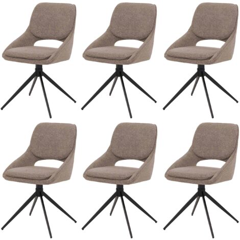 Set 6 sedie pranzo HHG-612, cucina, posizionamento automatico girevole, stoffa/tessuto bouclé (540g/m²), beige