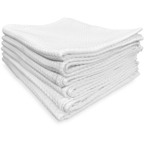 SET 6 serviettes d'hôtes Coton COULEUR UNIE blanc HONEYCOMB HOTEL SUPPLY cm.40X60