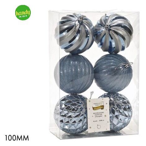 Set 6 Sfere General Trade Ø 100mm Celeste Modelli Assortiti