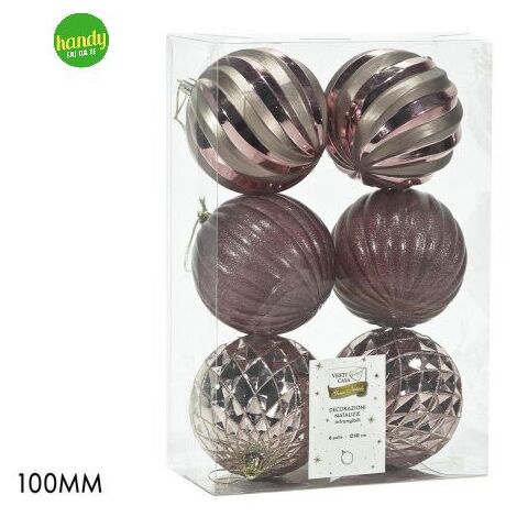 Set 6 Sfere General Trade Ø 100mm Rosa Modelli Assortiti