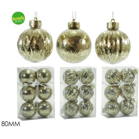 Set 6 Sfere General Trade Ø80mm Oro Modelli Assortiti