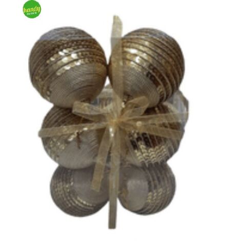 Set 6 sfere General Trade Ø 8cm c/paillettes oro
