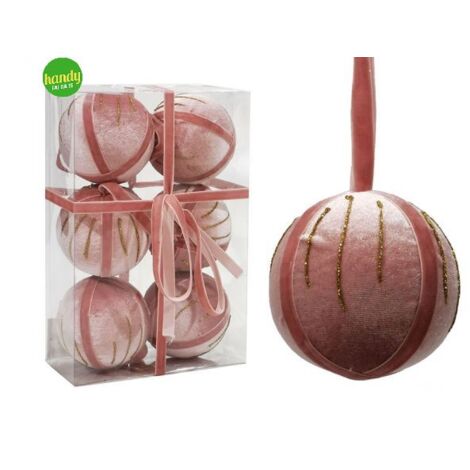 Set 6 sfere General Trade Ø 8cm velluto rosa