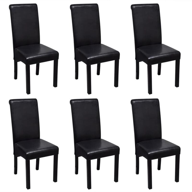 

vidaXL Sillas de comedor 6 unidades cuero artificial negro - Negro