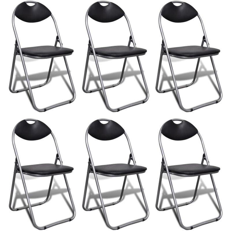 Sillas de comedor plegables 2 uds cuero sintético y acero negro Vidaxl Negro