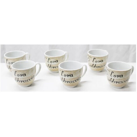 Set 6 Tasses à Café En Céramique écrites L'heure Embrace Espresso Bar
