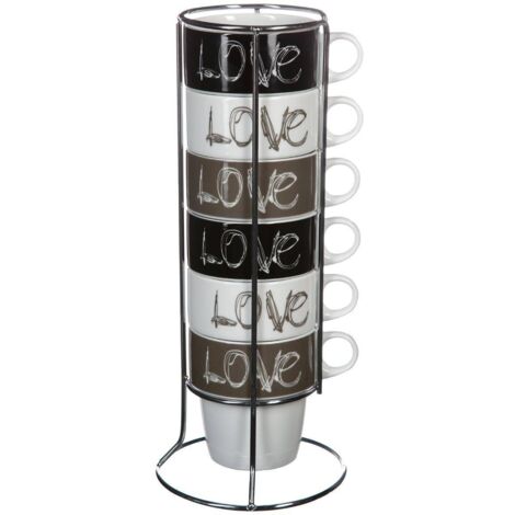 Set 6 tazas 26cl con soporte acero modelo 'love' 3560239372936 78101 5 FIVE