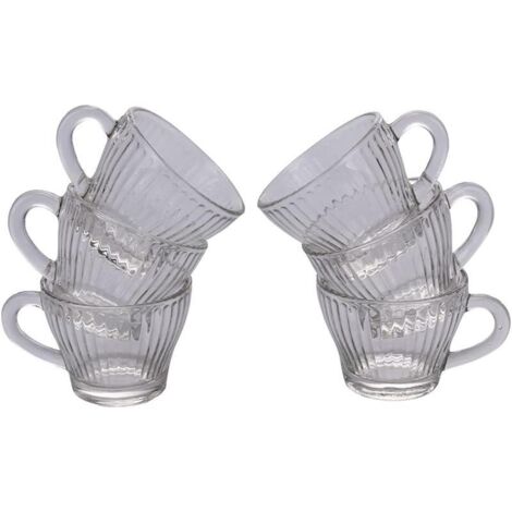 SET 6 TAZZINE CAFFE VETRO LINEE VERTICALI 90 ML