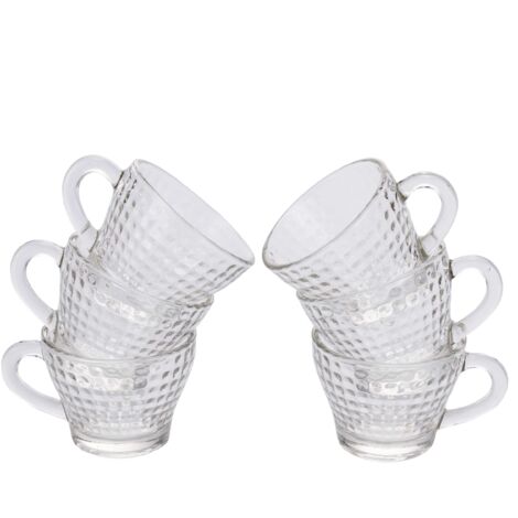 SET 6 TAZZINE CAFFE'VETRO QUADRI 90ML