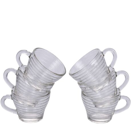 SET 6 TAZZINE CAFFE'VETRO RIGHE 90ML