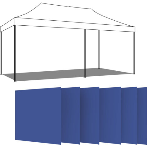 Set  6 Teli Laterali Per Gazebo 3X6M Con strappo Blu