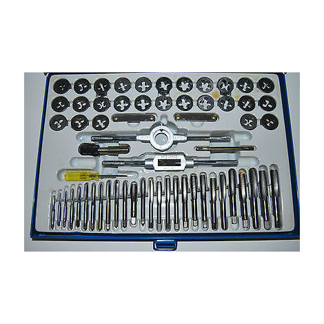 SET 60 PZ MASCHI E FILIERA FILIERE  CHROME VANADIUM METRICHE pollici filettare OX