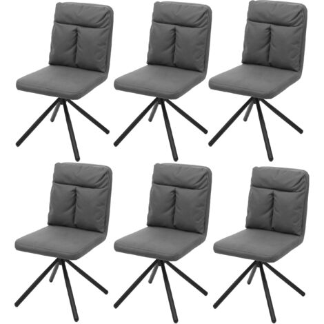 Set 6x sedie con seduta girevole HHG-735 tessuto senza braccioli grigio