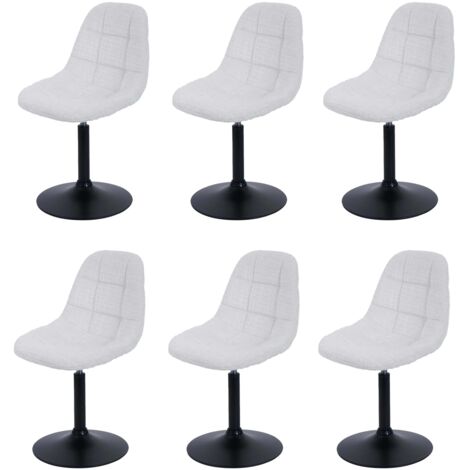 Set 6x sedie da pranzo HHG-837, poltroncina da cucina girevole, acciaio Stoffa/tessuto ciniglia (465g/m²), avorio