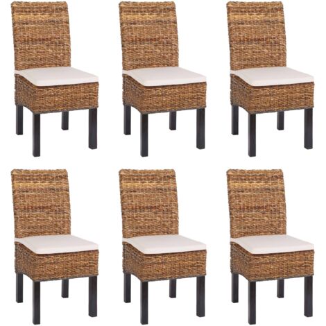 Set 6x sedie intreccio di banano eleganti soggiorno sala pranzo M69 Bali gambe scure con cuscini