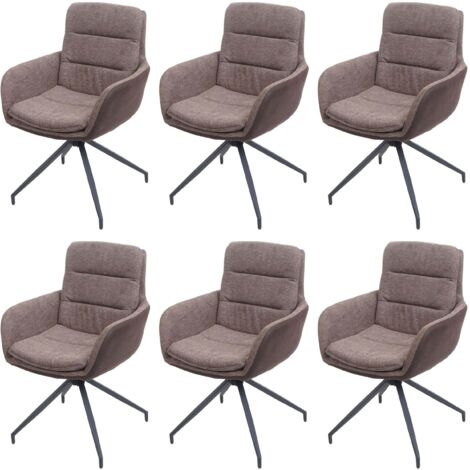 Set 6x sedie poltroncine girevole con braccioli elegante imbottita HHG-655 tessuto marrone marrone scuro