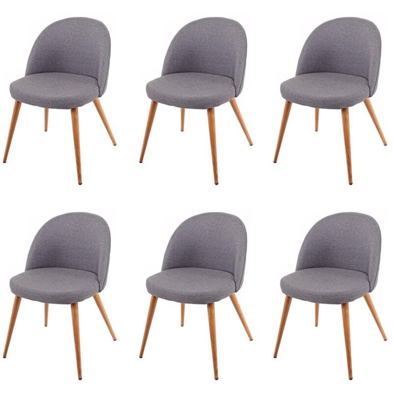 Non utilizzato] Set 6x sedie poltroncine HHG 631 design retro anni 50 trapuntate metallo tessuto grigio scuro