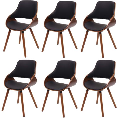 Set 6x sedie poltroncine sala da pranzo design retro elegante HHG-563 design retro legno ecopelle nero