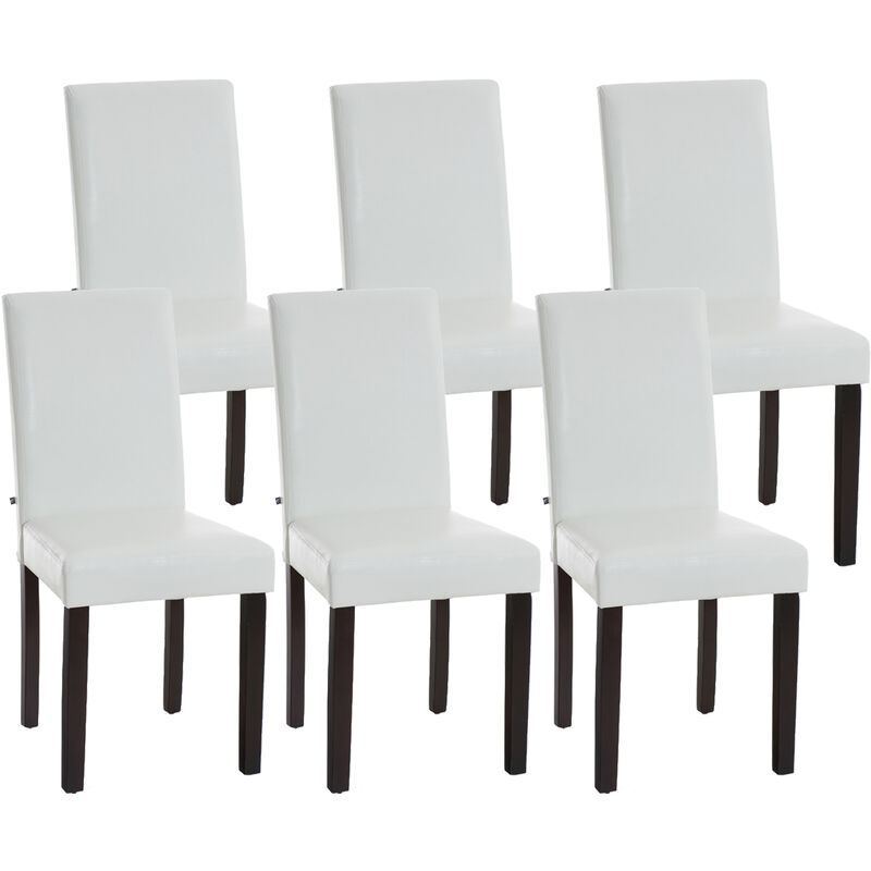 Set de 6 sillas de comedor Ina En Polipiel Blanco Marrón oscuro