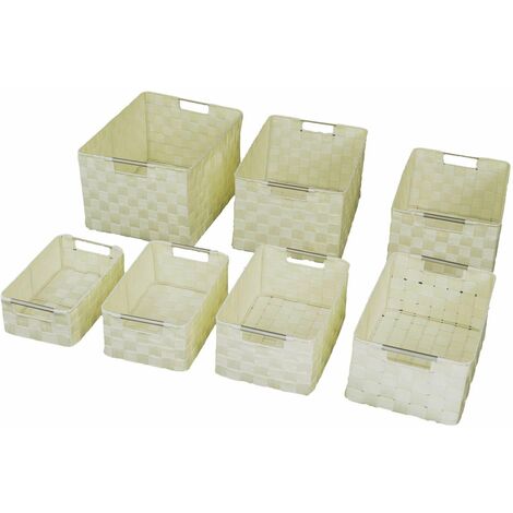 Set 7 Cassetti in poliestere crema cm 38x28xh21