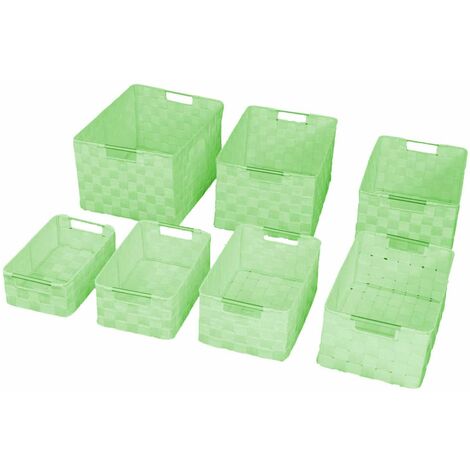 Set 7 Cassetti in poliestere verde chiaro rettangolare