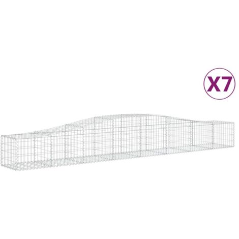 Set 7 cestini per gabbioni recinzione a gabbia muro di contenimento ad arco 400 x 50 x 40/60 cm ferro zincato Argento 020041148
