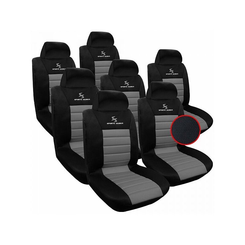 Image of WOLTU 7PZ Set Coprisedili Auto 7 Posti Seat Cover Universali per Macchina Grigio