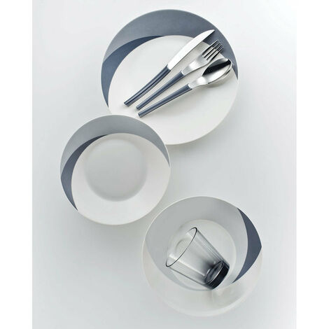 Set 7 pezzi Piatti + Posate + Bicchiere Eme Natura Stone Grigio