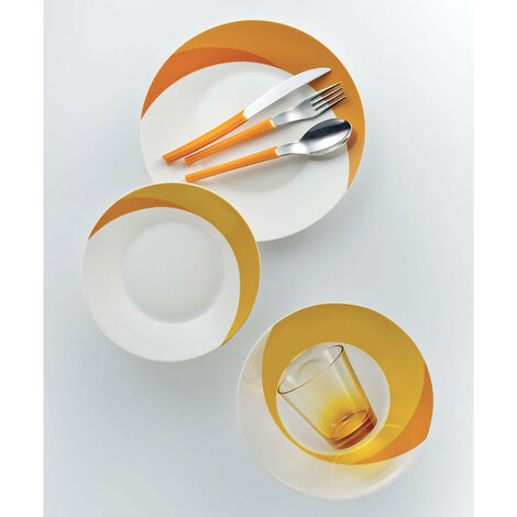 Set 7 pezzi Piatti + Posate + Bicchiere Eme Natura Sun Arancio