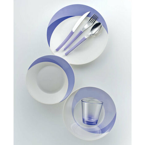 Set 7 pezzi Piatti + Posate + Bicchiere Eme Natura Water Indaco