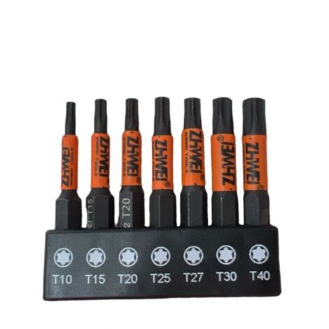 Set 7 punte esagonali per Trapano AvvitatoreT10 T15 T20 T25 T27 T30 T40  1/4"570