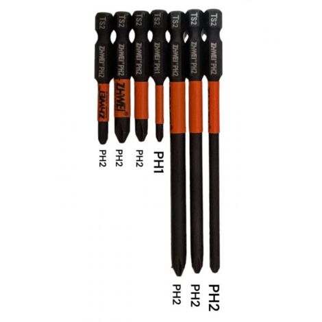 Set 7 Punte Magnetiche PH1 PH2 per Trapano Avvitatore Attacco 1/4" 07573