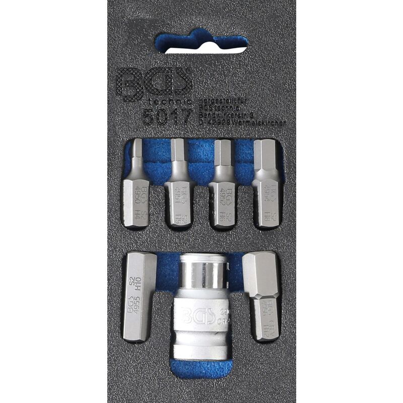 Serie di inserti per cacciavite attacco esagono esterno 10 mm (3/8') esagono interno 7 pz.