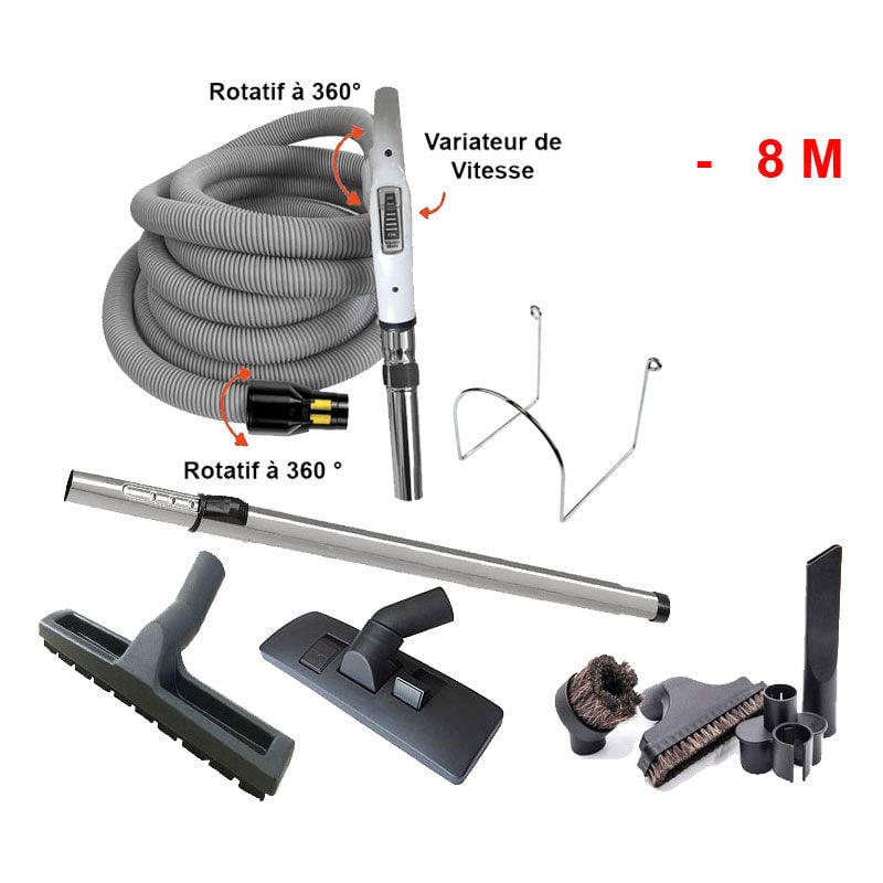 Set 8 accessoires + 1 flexible à variateur de vitesse - longueur au choix (de 8 à 15m) - 8m