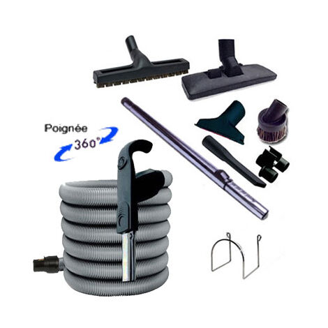 Set 8 accessoires + 1 flexible premium Plastiflex avec bouton marche/arrêt - longueur au choix (de 6 à 15m) - 10,50m