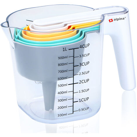 Set 8 Accessori per Cucinare con Caraffa Graduata Brocca Misurini e Cucchiai