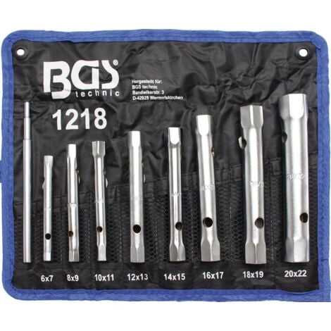 BGS TECHNIC Set 8 chiavi a TUBO ESAGONALI con CUSTODIA DOPPIE 6-22 mm BGS 1218